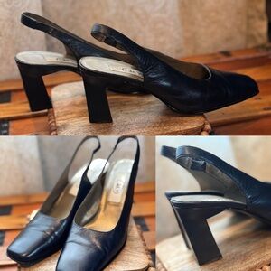 SRO Vintage Leather Slingback Heels